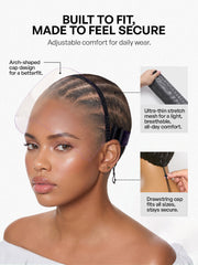 PreMax 180% Density Water Wave Glueless Flexi-Fit Drawstring 13x4 Frontal Lace Fluffy Curly Pre-Cut Lace Wig, 360-Like Design Allows Ponytail & Updo